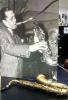 The saxophone and poster of Lester Young, Institute of Jazz Studies